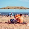 15x9ft Large Double-Sided Rectangular Outdoor Steel Twin Patio Market Umbrella w/Crank-Taupe YK