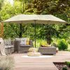 Outsunny 14ft Patio Umbrella Double-Sided Outdoor Market Extra Large Umbrella with Crank, Cross Base for Deck, Lawn, Backyard and Pool, Off-White