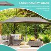 Outsunny 14ft Patio Umbrella Double-Sided Outdoor Market Extra Large Umbrella with Crank, Cross Base for Deck, Lawn, Backyard and Pool, Brown
