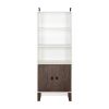 4 Tier Bookcase Storage Cabinet; Wooden Bookshelf with 2 Doors and 3 Shelves; Free Standing Floor Side Display Cabinet Decor Furniture for Home Office