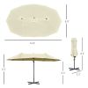 Outsunny 14ft Patio Umbrella Double-Sided Outdoor Market Extra Large Umbrella with Crank, Cross Base for Deck, Lawn, Backyard and Pool, Off-White