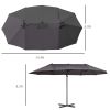 Outsunny 14ft Patio Umbrella Double-Sided Outdoor Market Extra Large Umbrella with Crank, Cross Base for Deck, Lawn, Backyard and Pool, Grey
