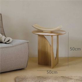 Round Solid Wood Side Table Geometric Designer Corner Table Black Bedside Table (Option: Log color)