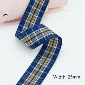 Solid Color Scottish Plaid Ribbon Hand-made DIY Clothing Ornament Bouquet Gift Packaging (Option: B011 Plaid Ribbon 25mm-B011-25mm25 Code Volume)