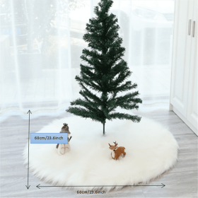 1pc Snow White Faux Fur Christmas Tree Skirt - Festive Holiday Decorations for Home and Party (Color: White, size: 23.62*23.62inch)