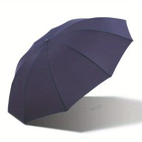 Outdoor Travel Large Folding Manual Umbrella, Rain Or Shine Dual-use Umbrella (Color: Dark Blue, Material: All steel)