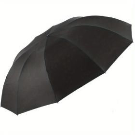 Outdoor Travel Large Folding Manual Umbrella, Rain Or Shine Dual-use Umbrella (Color: Black, Material: All steel)