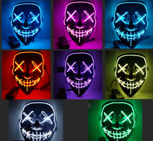 Black V Halloween Horror Glowing Mask (Color: Red)