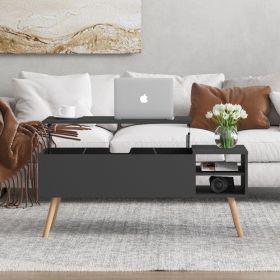 Solid wood legsCoffee Table,Accent Furniture Home Decor,Open Storage Shelf,Storage Coffee Table with Hidden Compartment and Adjustable Storage Shelf,L (Color: as Pic)