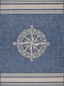 Home Decor Indoor/Outdoor Accent Rug Natural Stylish Classic Pattern Design (Color: Navy, size: 1'10" X 3'0")