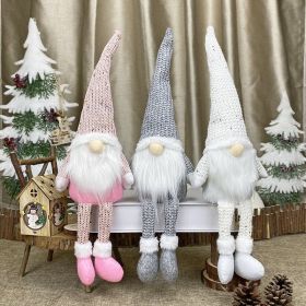 Pink White Gray Christmas Elf Cute Faceless Doll Santa Claus Ornament Xmas Gifts Pendants Navidad Merry Christms Decor For Home (Color: gray)