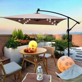 Rectangle 2x3M Outdoor Patio Umbrella Solar Powered LED Lighted Sun Shade Market Waterproof 8 Ribs Umbrella with Crank and Cross Base for Garden Deck (Color: as Pic)