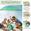 Outdoor Umbrellas Beach Umbrella with Cup Holder Table and Sandbag