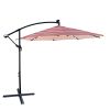 10 ft Outdoor Patio Umbrella Solar Powered LED Lighted Sun Shade Market Waterproof 8 Ribs Umbrella with Crank and Cross Base for Garden Deck Backyard