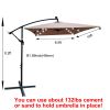Rectangle 2x3M Outdoor Patio Umbrella Solar Powered LED Lighted Sun Shade Market Waterproof 8 Ribs Umbrella with Crank and Cross Base for Garden Deck