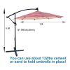 10 ft Outdoor Patio Umbrella Solar Powered LED Lighted Sun Shade Market Waterproof 8 Ribs Umbrella with Crank and Cross Base for Garden Deck Backyard