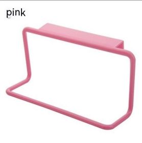 Cabinet Door Back Hook Gloves Rag Bathroom Storage Rack Nail-free Storage (Color: pink)